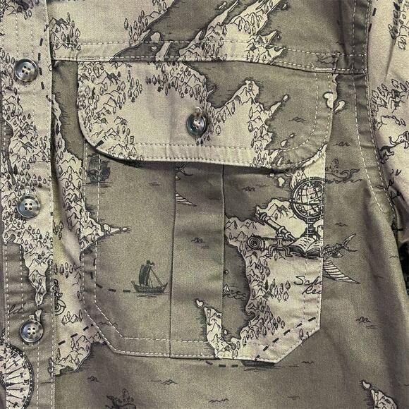 Banana Republic Graphic Shacket Shirt Treasure Map Maps Men’s Size Medium NWT - Picture 8 of 12